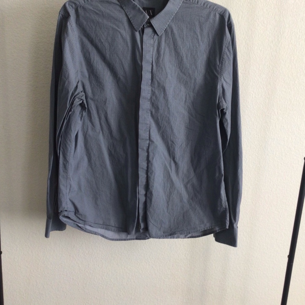 M001 Armani Exchange Men's Blue Button-Down Shirt